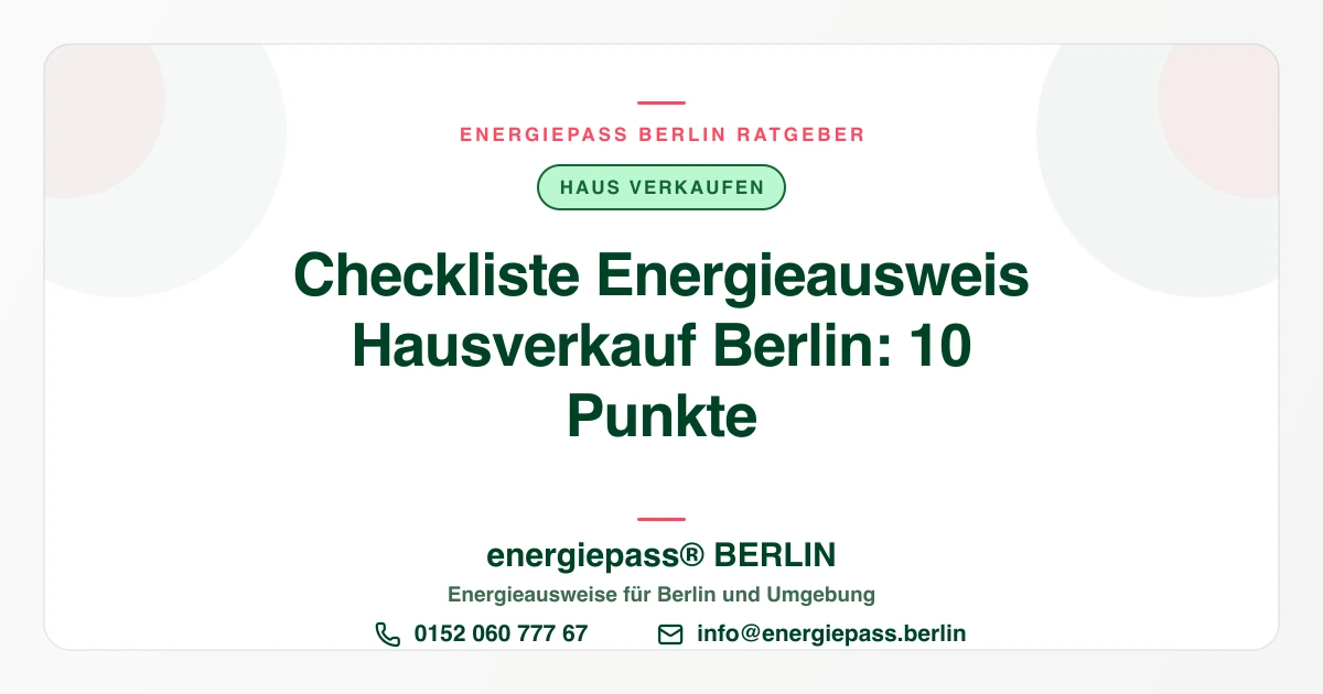 Checkliste: Energieausweis beim Hausverkauf in Berlin | energiepass BERLIN