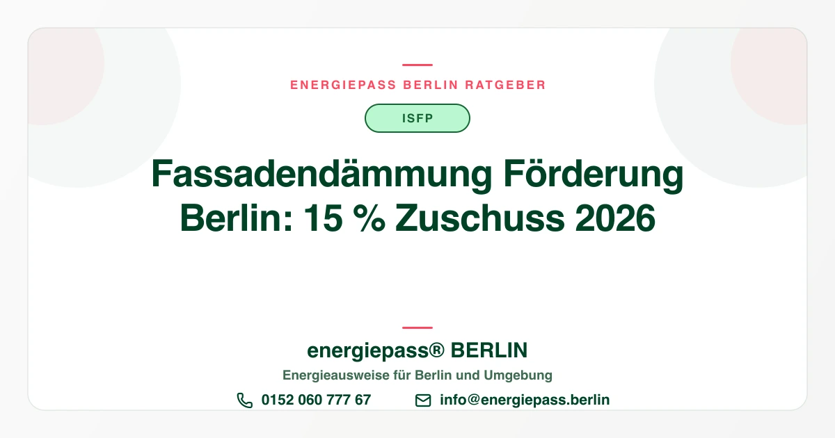 Fassadendämmung Förderung in Berlin: 15 Prozent, iSFP-Bonus und die Grenzen durch Milieuschutz | energiepass BERLIN