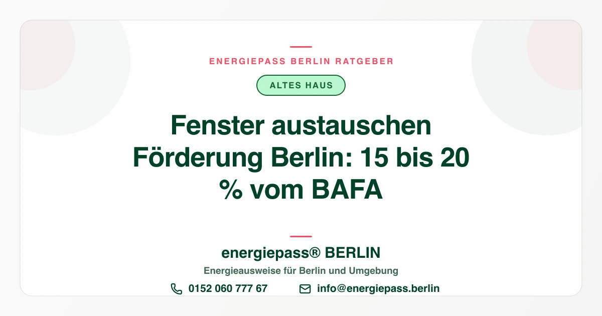 Fenster austauschen in Berlin: Welche Förderung es 2026 wirklich gibt | energiepass BERLIN