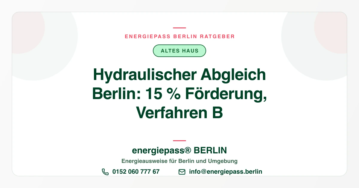 Hydraulischer Abgleich Berlin: Förderung, Verfahren B und wann er Pflicht ist | energiepass BERLIN