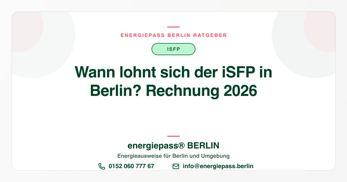 Wann lohnt sich der iSFP in Berlin? Die ehrliche Rechnung nach der BEG-Reform | energiepass BERLIN