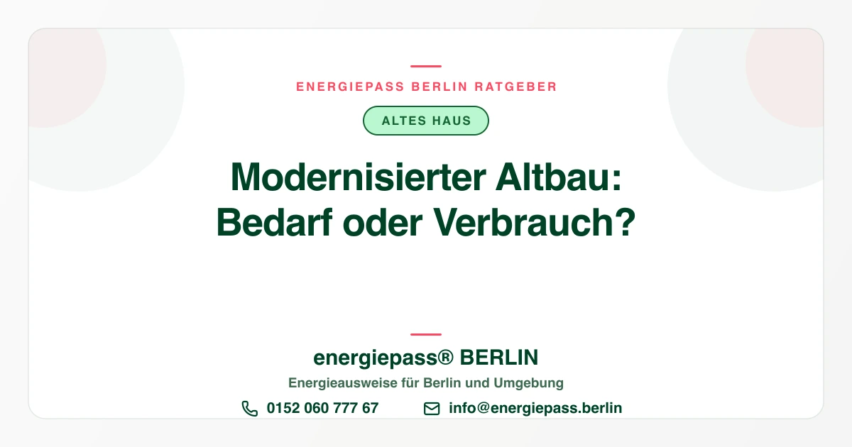 Modernisierter Altbau in Berlin: Bedarfs- oder Verbrauchsausweis? | energiepass BERLIN